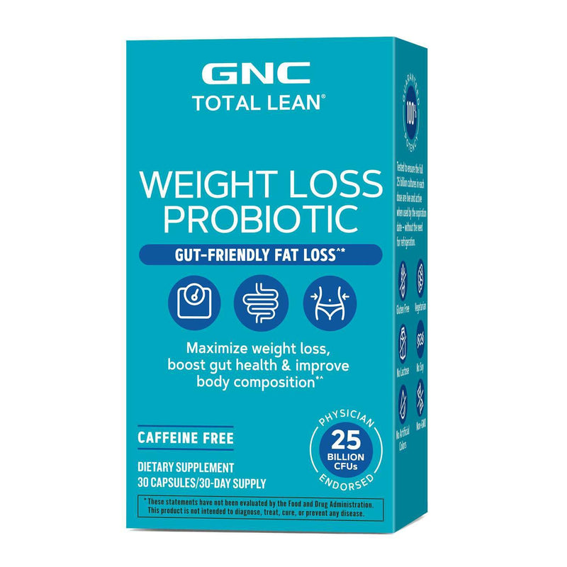 GNC Total Lean Weight Management Probiotic, 30 Capsules | Multi-Strain LAB4 Probiotic with Morosil Supports Digestion, Regularity, and Body Composition, No Lactose