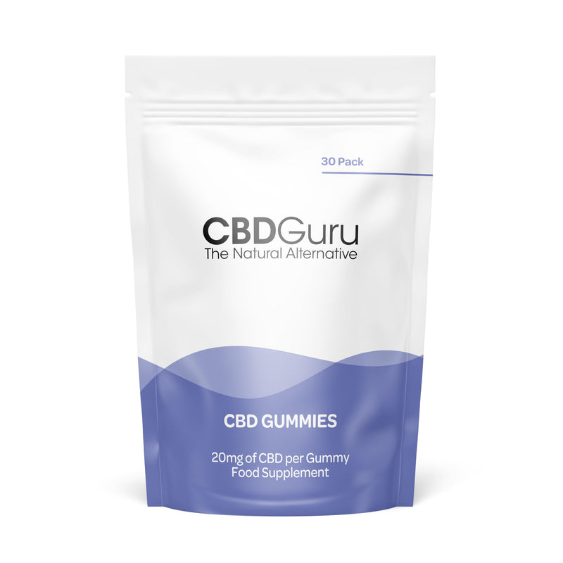 CBD Guru CBD Gummies 20mg 30 Pack - Mixed Fruit Flavour Broad Spectrum CBD Gummy Bears for Sleep & Anxiety Support, 600mg Total CBD