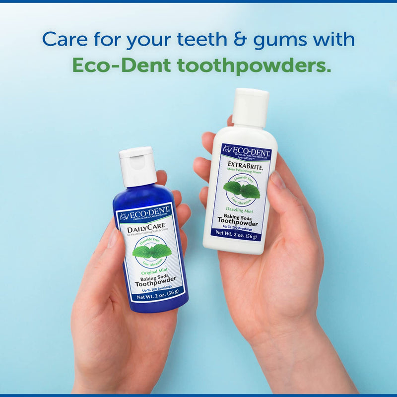 [Australia] - Eco-Dent DailyCare Baking Soda Toothpowder, Mint - Fluoride-Free Toothpaste Powder, SLS-Free Tooth Powder with Baking Soda, Minerals, and Essential Oils, Toothpaste Alternative, 2 Oz Ea (Pack of 3) 
