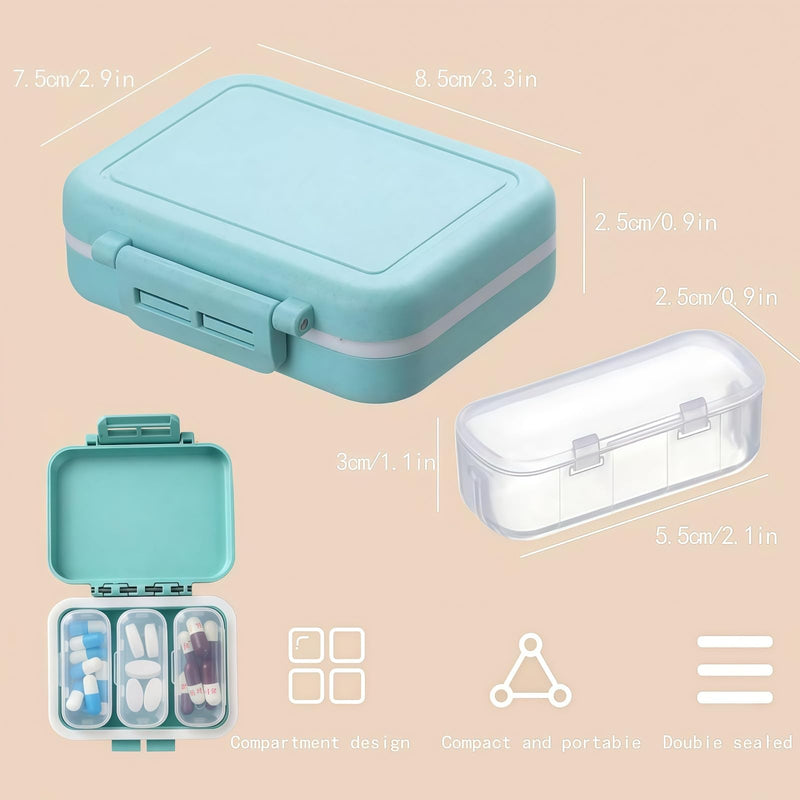 3Pack 3 Compartments Travel Pill Case Moisture Proof Small Pill Holder Portable Portable Moisture Proof Medicine Vitamin Container 3 Pack
