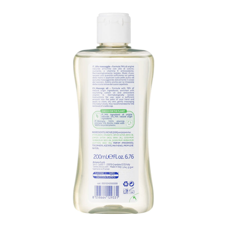 [Australia] - Chicco BABY SENSITIVE SKIN - MASSAGE OIL, 200 ml, 0M+ 