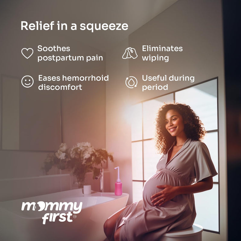 [Australia] - Peri Bottle for Postpartum Care from Mommy First™ | Upside Down Bottle for Perineal Cleansing and Recovery | Portable Bidet | Postpartum Essential | Baby Pink 12.2 OZ 12.2 Ounce 