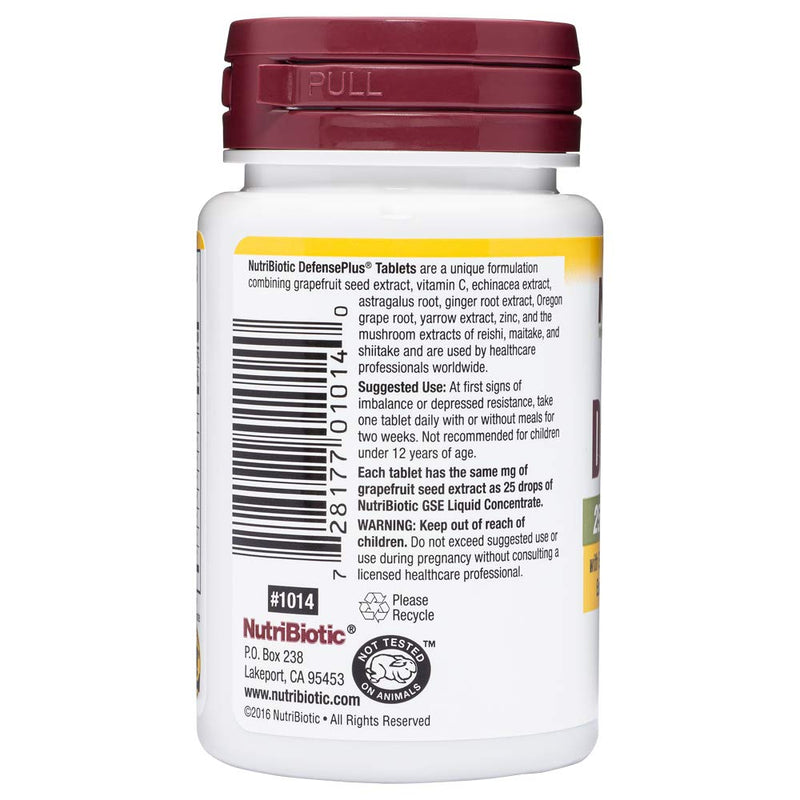 NutriBiotic – DefensePlus, 45 Tablets | 11 in 1 Immune Support with Vitamin C, Zinc, Grapefruit Seed Extract, Echinacea, Astragalus Root & Immune Boosting Extracts & Mushrooms | Vegan & Gluten Free