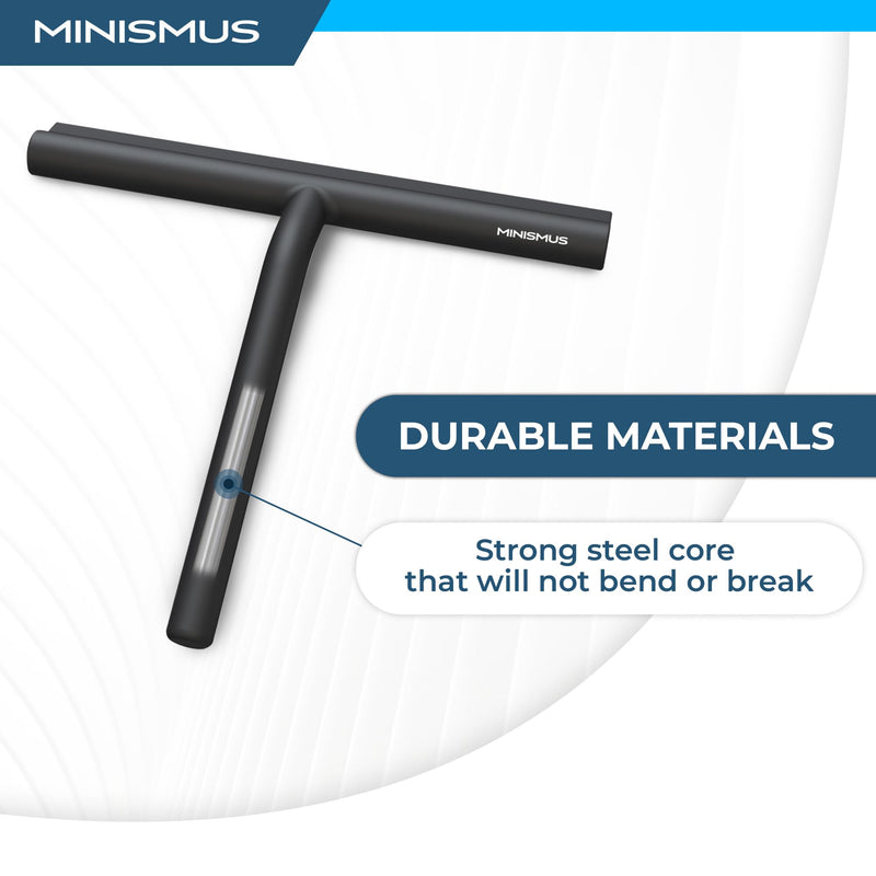 [Australia] - Minismus Shower Squeegee with Hook - Silicone Window Wiper - Shower Squeegee for Glass Doors - Glass Squeegee Bathroom Shower - Window Squeege (8.25 Inches, Black) 8.25 Inches Black Hook 