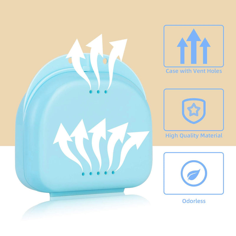 [Australia] - Dental Mouthguard Container Orthodontic Retainer Case with Vent Holes, Denture Holder Box Clear Aligner Case Slim for Household|Travel|Office - Bluish - Light & Easy to Carry 