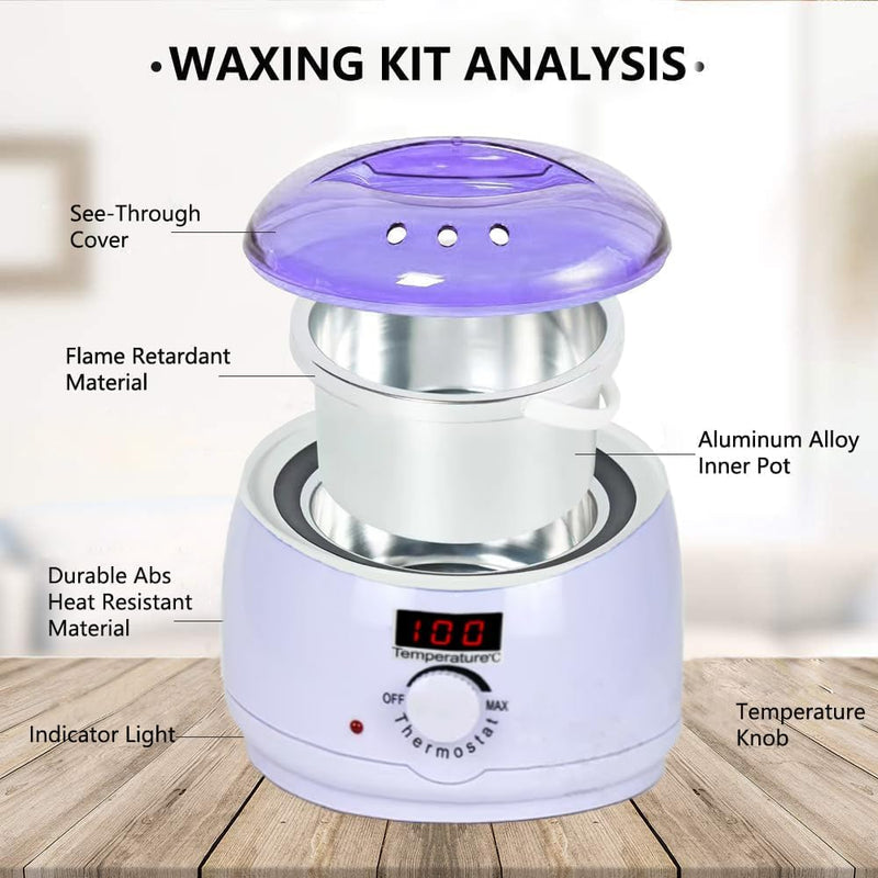 [Australia] - Waxing set wax professional, wax machine with 400g wax beads, 1 silicone bowl, 2 bottles of treatment oil for relaxed skin and effective hair removal through waxing wax warmer 1.35 kg (pack of 1) 