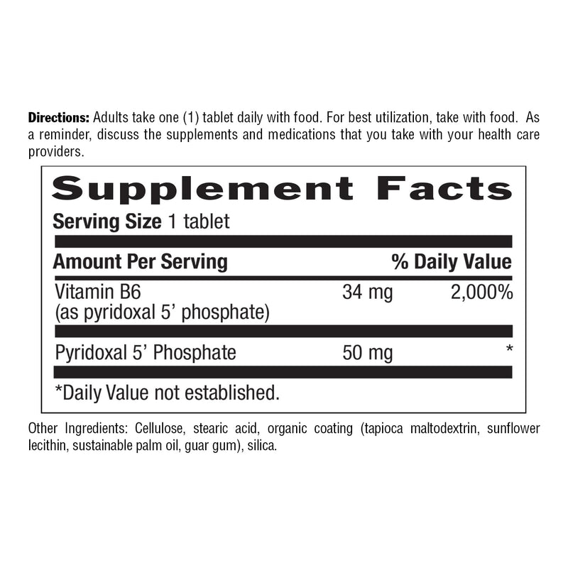 Country Life P-5-P Vitamin B6 50 mg, 100 Tablets | 50 mg P-5-P, the active form of vitamin B6, supports energy metabolism and nervous system health