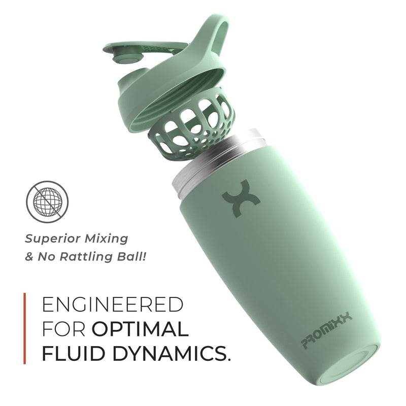 [Australia] - Promixx PURSUIT Protein Shaker Bottle New Edition - Insulated Stainless Steel Water Bottle and Blender Cup, 550ml, Graphite Grey 