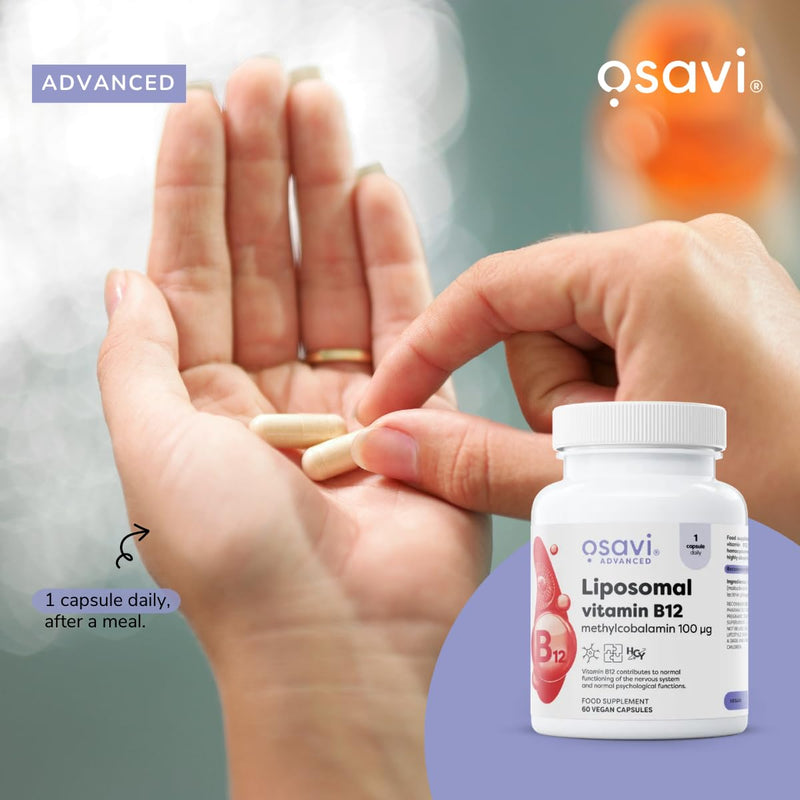 Osavi Liposomal Vitamin B12 100 μg – 120 Vegan Capsules | Liposovit®-B12 Capsules | High Absorption & Gentle on Stomach | Supports Nervous System, Energy & Red Blood Cells 120 count (Pack of 1)
