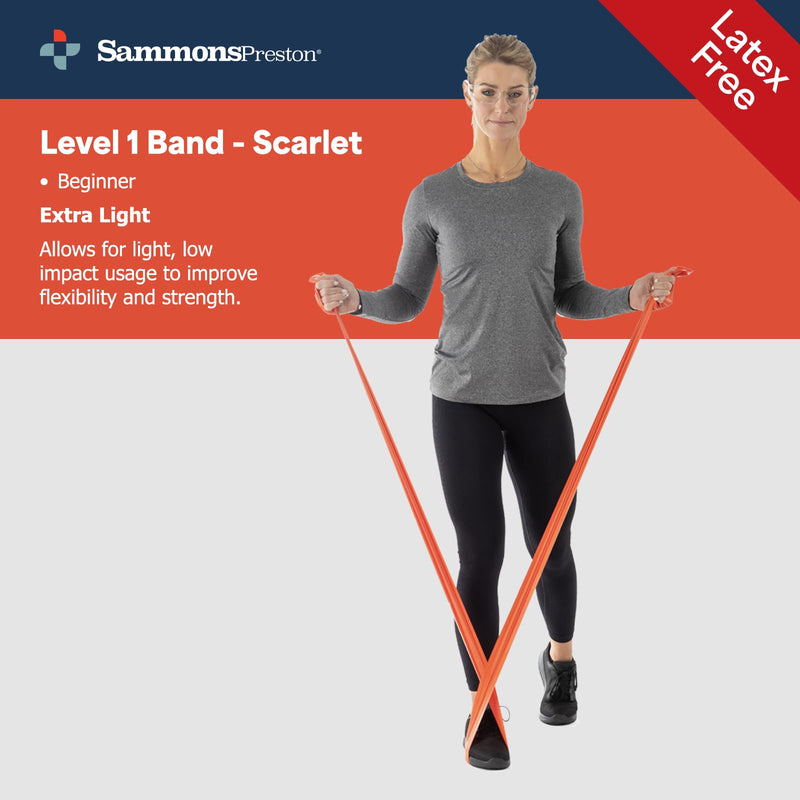 [Australia] - Sammons Preston Resistance Bands for Working Out, Non-Latex Exercise Bands, Resistance Bands for Physical Therapy, Improve Strength & Flexibility, Stretch & Tone Major Muscles, 5pk 