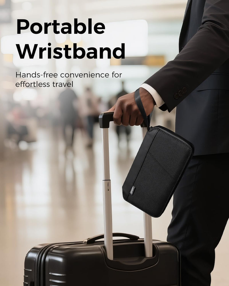 pack all RFID Blocking Passport Holder, Multiple Family Travel Wallet | Water-Resistant, Durable Cordura Fabric, Wrist Strap, Stores Cards, Boarding Pass, ID, Cash, Tickets