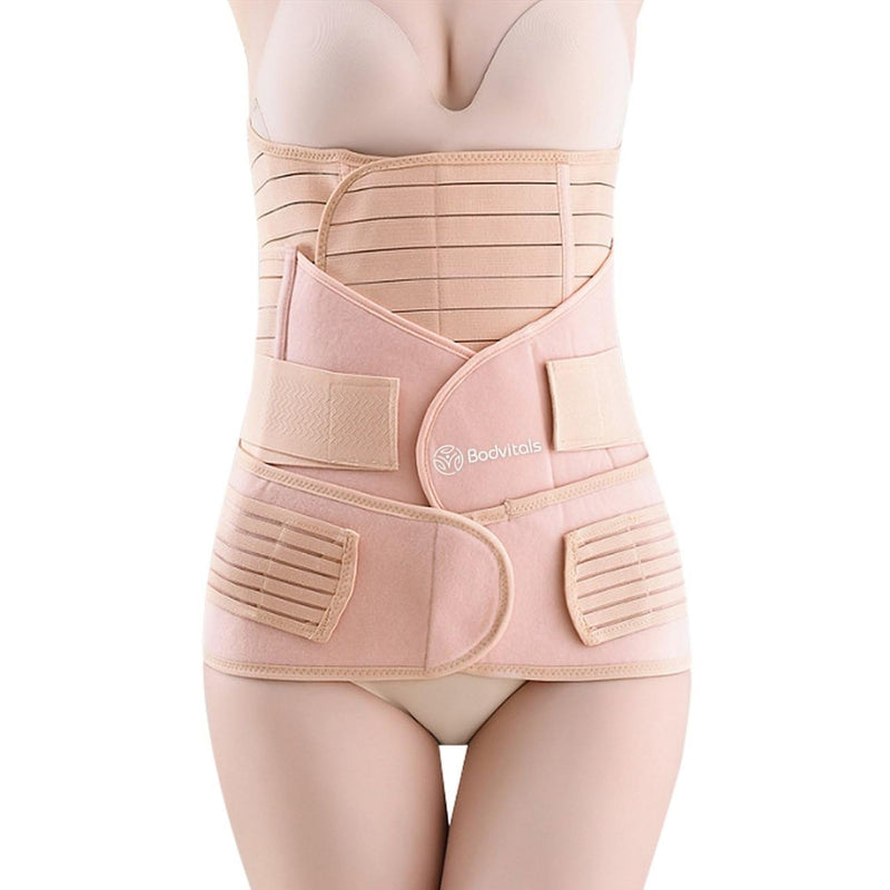 [Australia] - 3 in 1 Postpartum Belt After Delivery Support Recovery | Body Shaper Belt for Women for After Birth Postnatal C-section | Waist Pelvis Shapewear Wrap Postpartum Girdle (Beige, M) Beige 