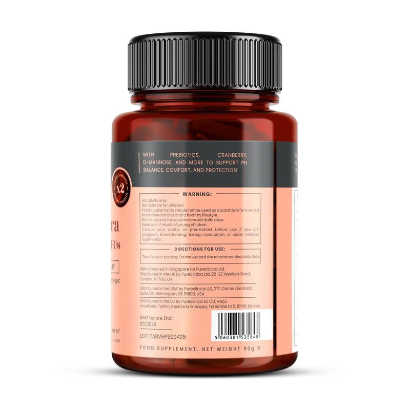 Veev Intimate Flora – Vaginal & Gut Microbiome Support – 50 Billion CFU Probiotics with Prebiotics, Cranberry, D-Mannose & Hyaluronic Acid – 180 Caplets (2 x 90) – 6-Month Supply 90 count (Pack of 2)