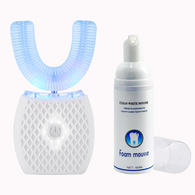 Ultrasonic Automatic Toothbrush for Adult, 360° Electric Sonic Toothbrush Teeth Whitening Kit with Automatic Timer, Wireless Charging Washable Travel Or Home (White, 1) White 1 Count (Pack of 1)