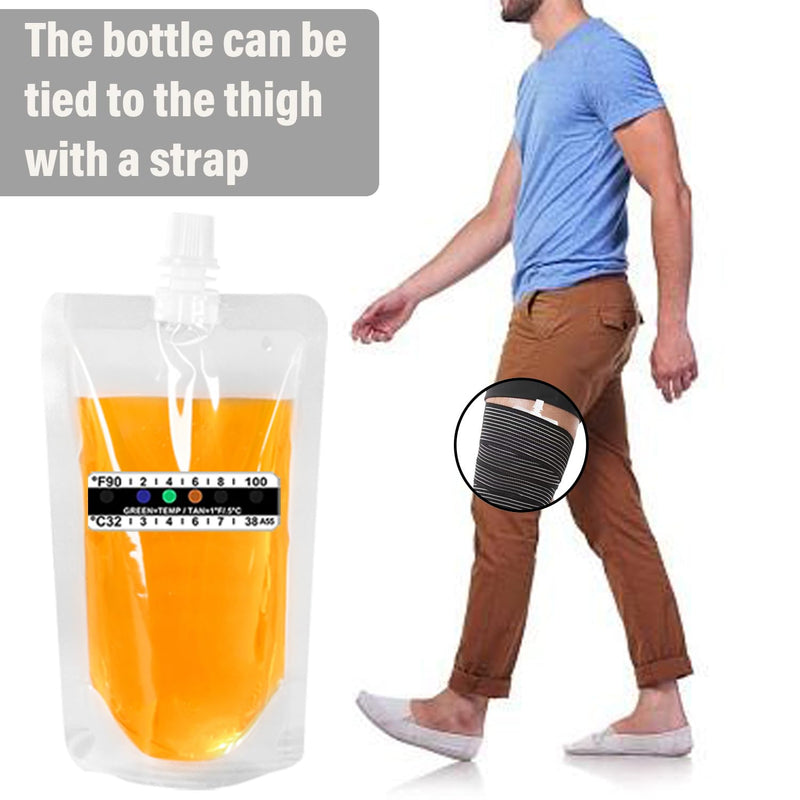 [Australia] - 17 Pcs Urine Test Complete Kit Includes 5 Transparent Bags,10 Adhesive Temperature Test Strips,Filling Funnel，47"Adjustable Hidden Leg Straps,Portable Travel Urine Test Bag 
