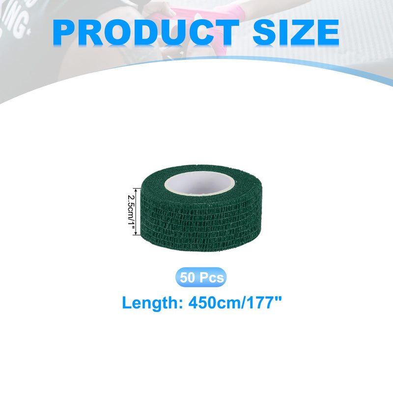 [Australia] - PATIKIL Self Adhesive Bandage Wrap 177" x 1", 50 Pcs Elastic Self Adherent Self Breathable Wrap Tape for Sport Stretch Athletic Wrist Ankle Outdoor Tape, Dark Green 177" x 1" 
