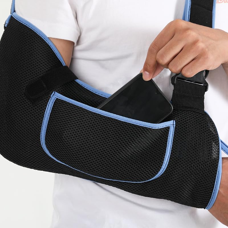 [Australia] - ArmoLine Deluxe Arm Sling Breathable Fabric for Black Broken Arm Bandage for broken wrist shoulder immobilizer (M) M 