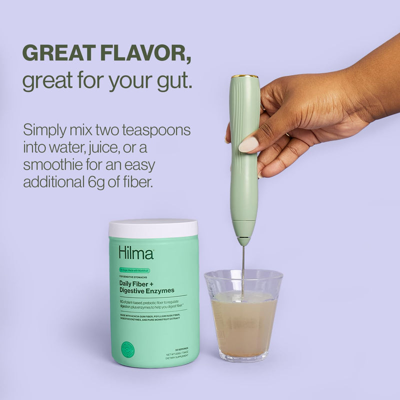 [Australia] - Hilma Daily Fiber and Digestive Enzymes, Fiber Supplement Powder with Prebiotics and Enzymes Formulated with Psyllium Husk and Acacia, Gluten Free, Vegan, FSA Eligible, Digestive Support, 30 Servings Powder - 30 Servings 