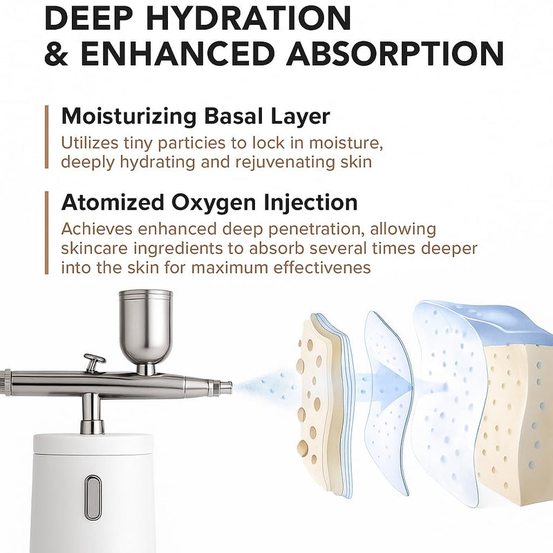 [Australia] - Facial Mist Spray Machine – 0.3mm Oxygen Micro Mist for Toner & Serum Infusion | High-Pressure Hydration & Skin Cooling Steamer for Home & Salon Use – Koli Z2 