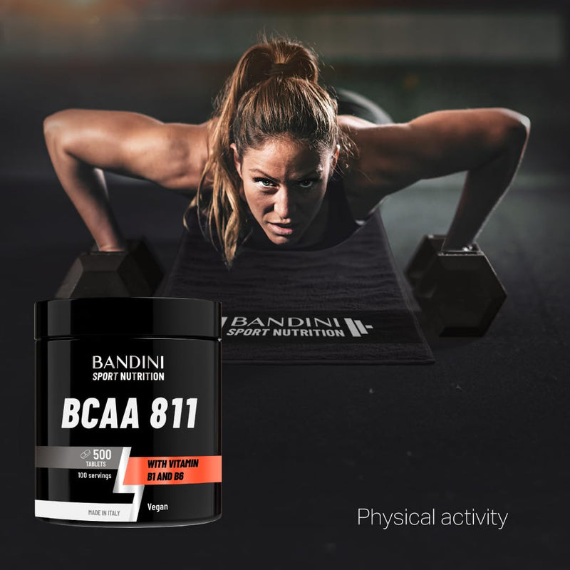 Bandini® BCAA 8.1.1 500 Tablets - Branched Chain Amino Acids with Leucine, Isoleucine, Valine - Enriched with Vitamin B1 and B6 - Lactose Free - Vegan, No GMO - Pre and Post Workout Food Supplement 500 count (Pack of 1)