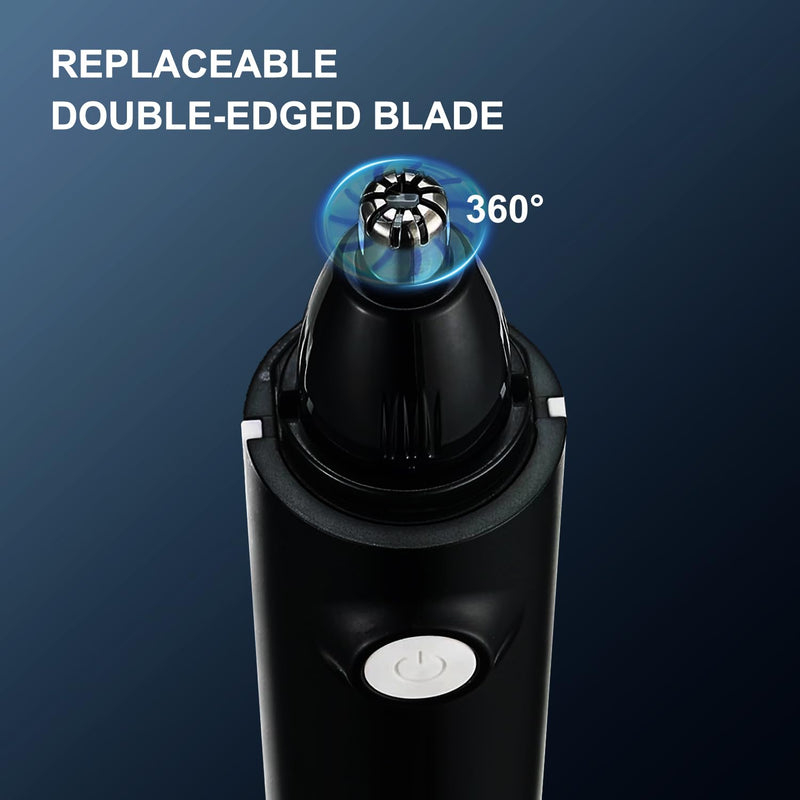 Nose Trimmer for Men & Women, Professional Eyebrow & Facial Hair Remover, IPX7 Waterproof, USB Rechargeable, Easy Cleaning, All-in-ONE Black