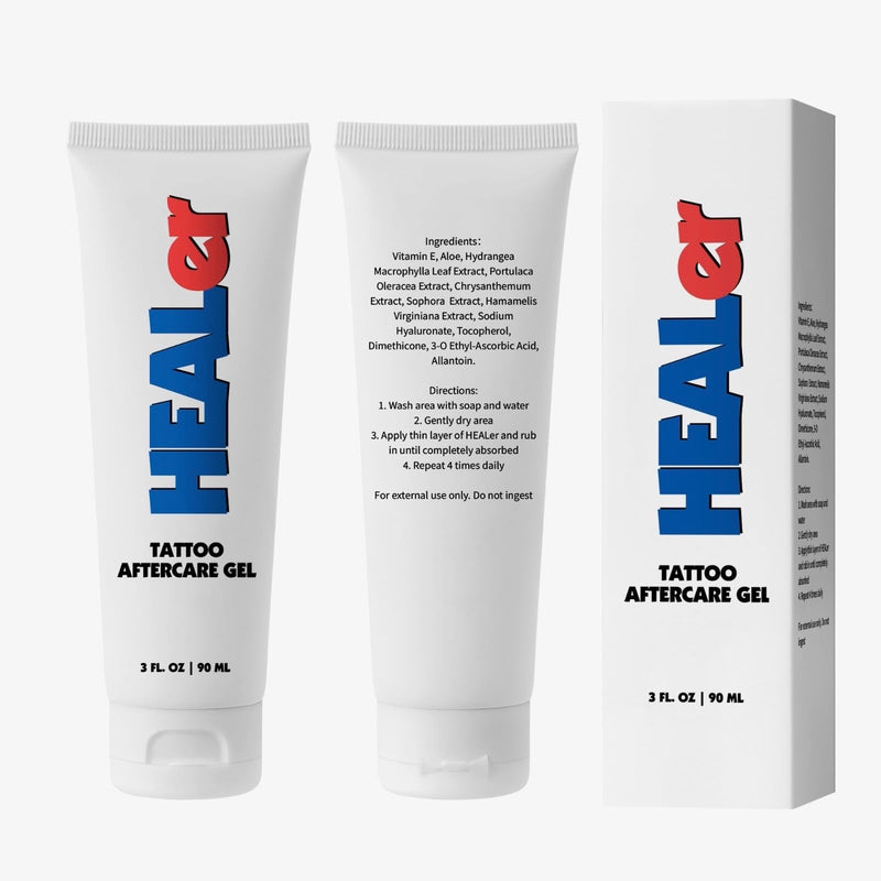 [Australia] - HEALer Tattoo Aftercare Gel - New Formula, Aloe & Vitamin E Tattoo Moisturizer, Fast-Absorbing, Non-Greasy Care for New Tattoos & Piercings Gentle Cream on Sensitive Skin, Travel Size, 3oz 