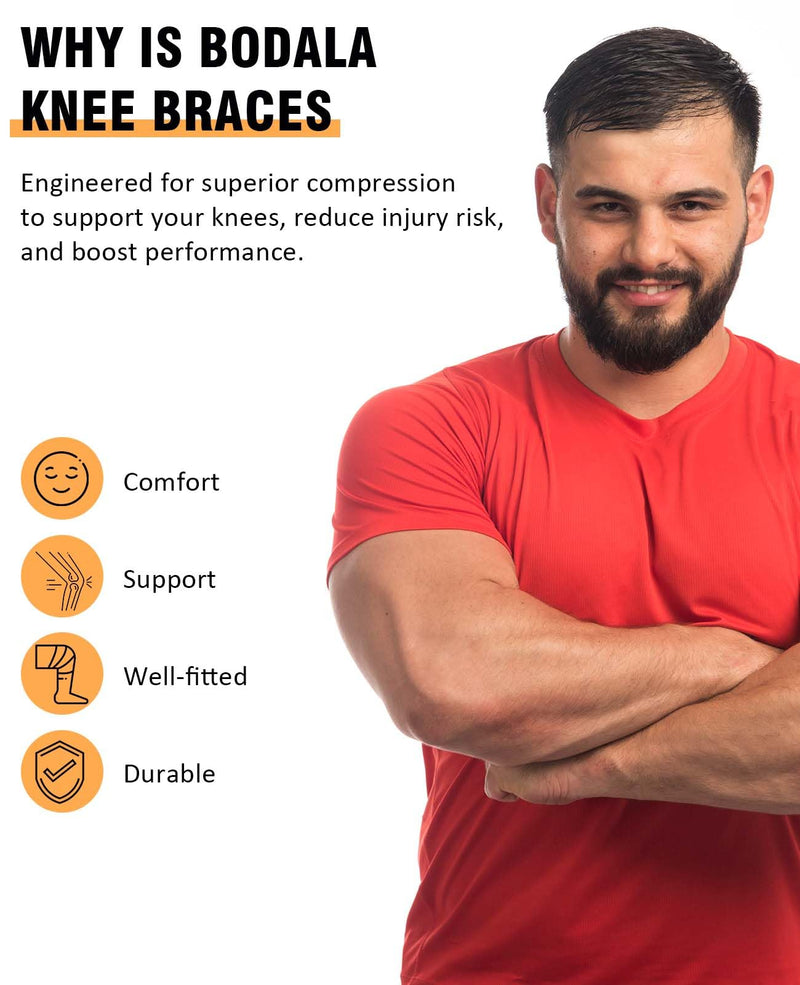 Compression Knee Brace for Men & Women – Knee Support Sleeve for Walking, Running, Sports, Meniscus Tear, ACL Injury, Arthritis Pain Relief 2 Pack Black XX-Large