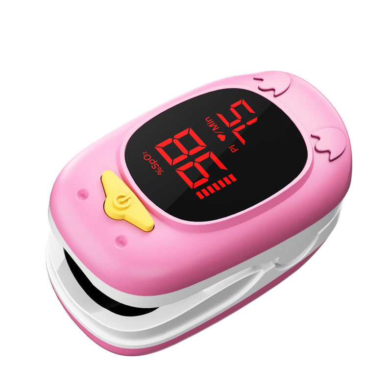 [Australia] - Children's pulse oximeter, HOLFENRY oxygen saturation meter oximeter children's finger pulse oximeter with cute design for SpO2 and pulse measurement for adults baby from 2 use at home and at school pink 