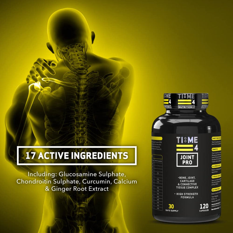 Time 4 Joint Pro – Joint Care Joint Health Supplements glucosamine and chondroitin high Strength Turmeric, 120 x Capsules, 30 Days Supply, Bone, Joint, Cartilage & Connective Tissue Complex