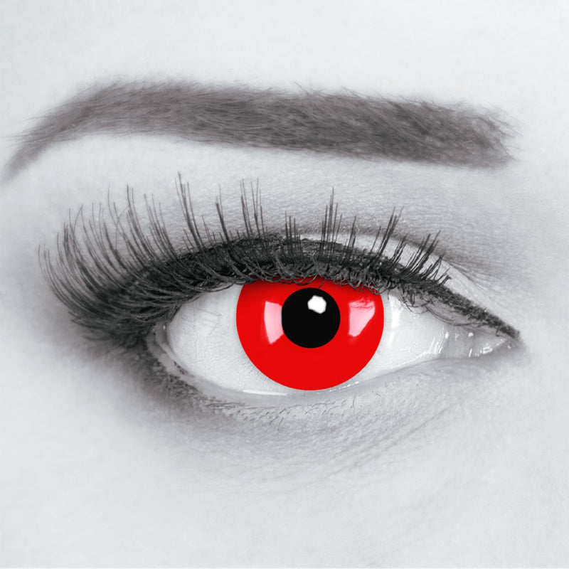 [Australia] - Colored contact lenses annual lenses Meralens 1 pair of red devils Crazy Fun red devil. Top quality for carnival, carnival, carnival, Halloween with contact lens case without strength 