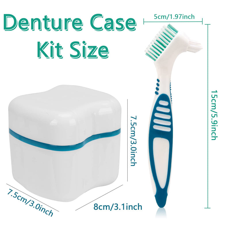 [Australia] - Denture Bath Cup and Brush Set - 2pcs Denture Case with Basket + 2pcs Denture Brush Portable Denture Storage Box Premium Hygiene Brushes for Oral Care 