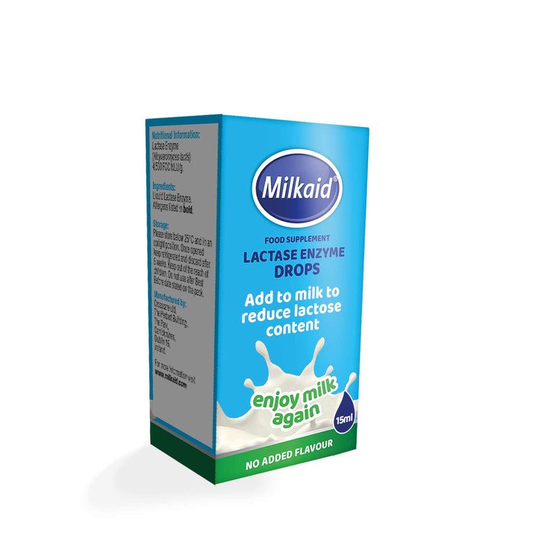 [Australia] - Milkaid Lactase Enzyme Drops Tablets for Lactose Intolerance Relief | Prevents Gas, Bloating & Diarrhea | Dairy Digestive Supplement | 0.5 Fl Oz & 120 Raspberry Flavored Tablets 