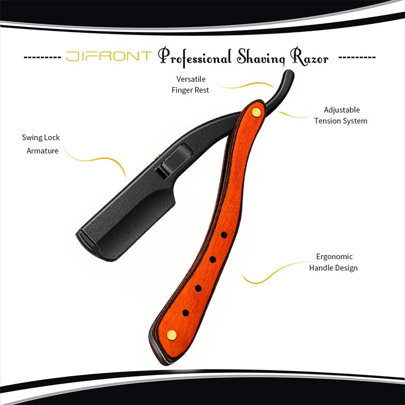 [Australia] - BB Professional Straight Razor Kit - 20 Double-Edged Stainless Steel Blades - Close Shaving Men's Manual Straight Razor - Black/Gold BB 