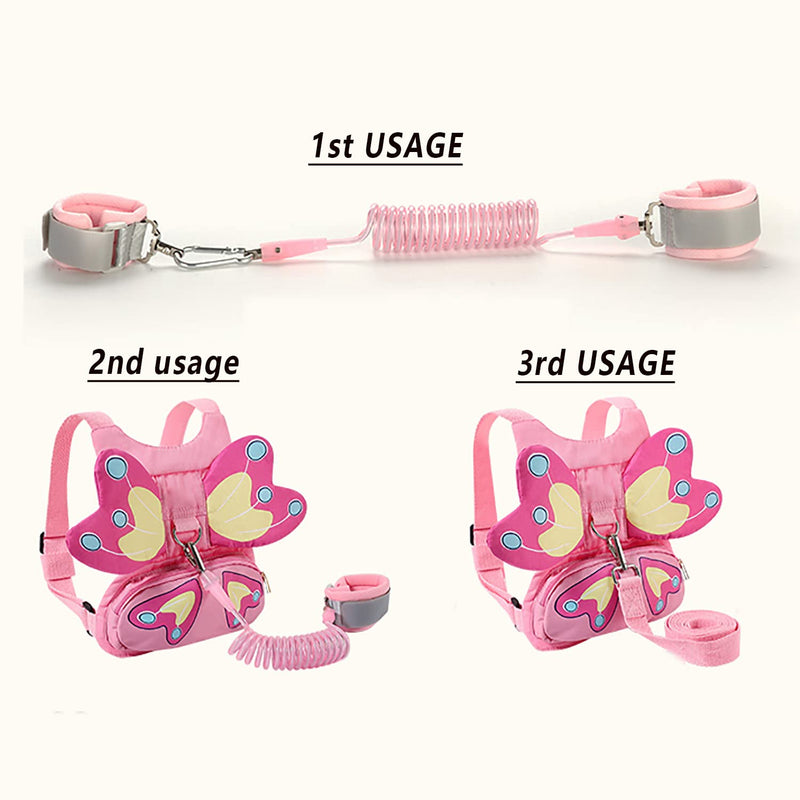 [Australia] - Toddlers Leash + Anti Lost Wrist Link Child Kids Safety Harness Kids Walking Wristband Assistant Strap Belt for Girl Pink Christmas Gift (PINK2) 