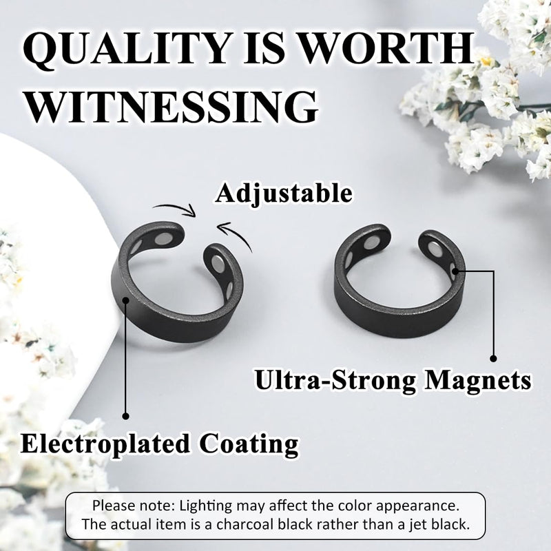 [Australia] - Vicmag Copper Magnetic Rings for Women 99.9% Copper Finger Ring Ultra Strength Magnet Gift Adjustable(4X Black) 4X Black 