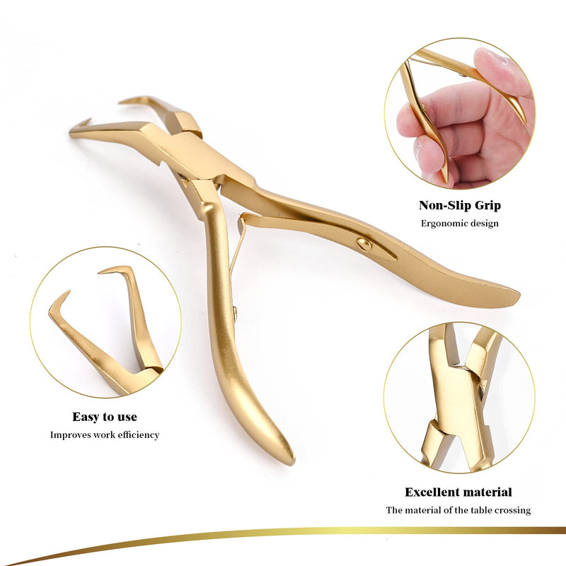 [Australia] - Hair Extension Pliers Kit Microlink Pliers for Extensions Hair Extension Beading Tool Hair Needle Pulling Hook Hair Styling Bead Closer and Remover Pliers Gold 