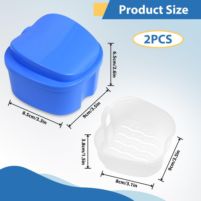 [Australia] - Luxoraiova Pack of 2 denture box denture box denture box portable braces box denture box container storage box with hanging sieve for false teeth storage cleaning 
