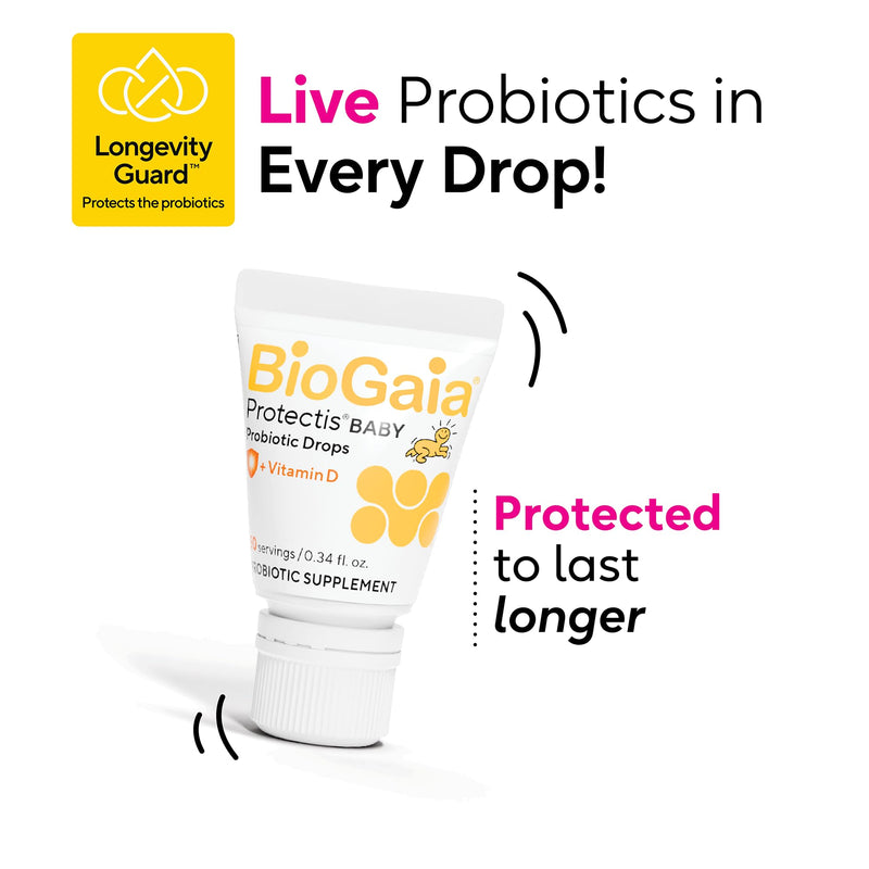 BioGaia Baby Probiotic Drops + Vitamin D | Colic & Gas Relief | 50 Servings | Pediatrician-recommended | Ease Crying, Fussing, Colic, Gas, Spit-ups & Occasional Constipation | Safe for Newborns (2-pack) 10mL (Pack of 2)