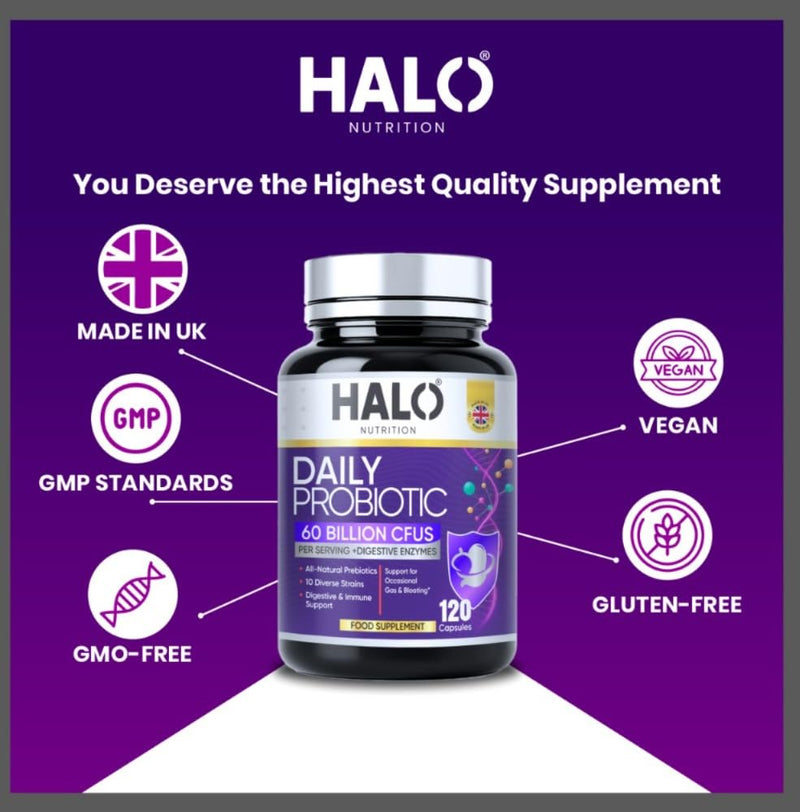 Bio Cultures Complex Probiotics & Prebiotics - 60 Billion CFU - 2 Months Supply - 120 Capsules - 20 Live Bio Cultures - Lactobacillus & Bifidobacterium Strains - Vegan -Halal- Complex Capsules