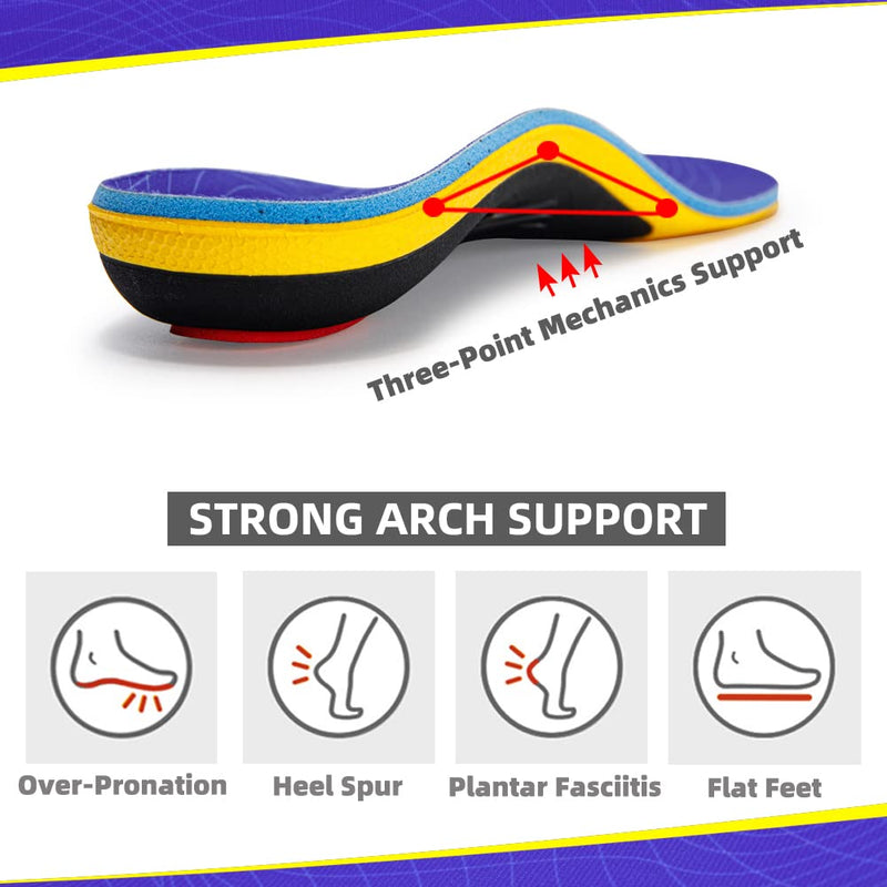 [Australia] - VALSOLE Heavy Duty Support Pain Relief Orthotics - 220+ lbs Plantar Fasciitis High Arch Support Insoles for Men Women, Flat Feet Insert, Work Boot Shoe Insole, Absorb Shock with Every Step MEN 10-10 1/2 | WOMEN 12-12 1/2--(290mm) Blue-xva227 