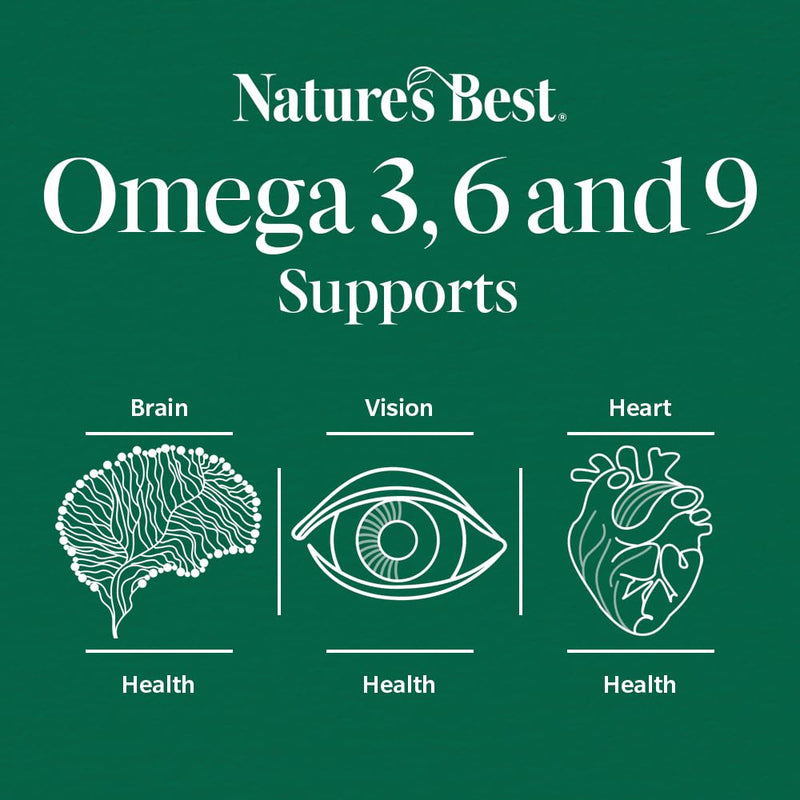 Nature's Best Omega 3, 6, 9 with Vitamin D3-1-2 Daily - UK Made - 120 Capsules (3+ Months' Supply)