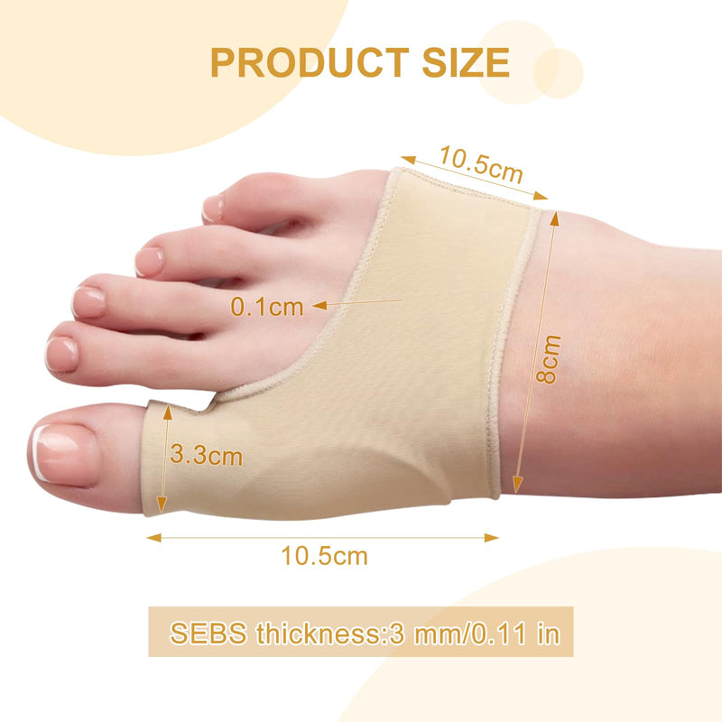 [Australia] - MXTIMWAN 2 Pairs of Hallux Valgus Socks, Beige Hallux Valgus Correction Big Toe & Toe Relief Forefoot Pad Splint, Bunion for Hammer Toe Pain Relief for Men & Women, Size L 