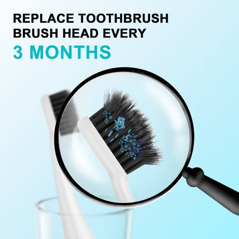 YUNCHI Replacement Toothbrush Heads for Burst Electric Toothbrush, 10 Pack with Dust Caps - Soft Charcoal Bristles for Deep Cleaning, Plaque Removal & Teeth Whitening (White) White 1 Count (Pack of 10)