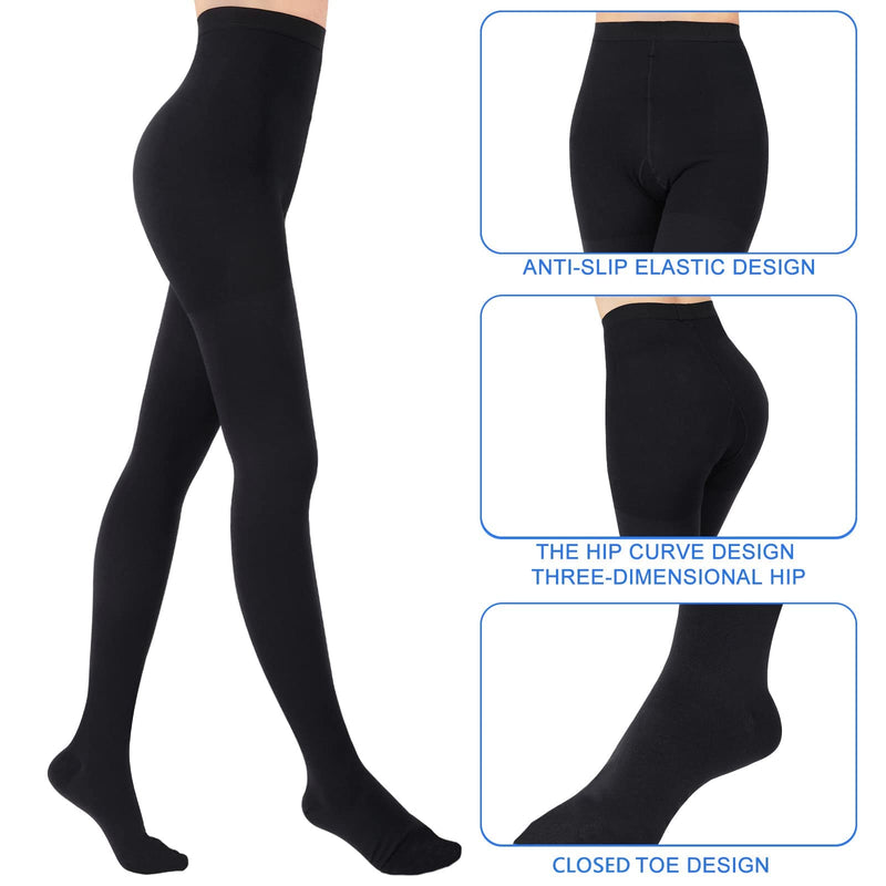 [Australia] - Evolyline 20-30mmHg Medical Compression Tights for Men and Women Long, Class II with Closed Toe, Graduated Compression Lipedema Black XL 