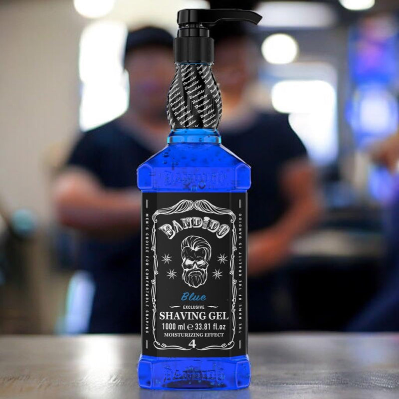 [Australia] - Bandido Shaving Gel Men Red & Blue 1000ml Transparent Shaving Gel for Men, Non-Foaming, Precise Shaving of Beard Contours, Can Be Used with Any Razor Blade, Men's Razor (Blue 1000ml) 