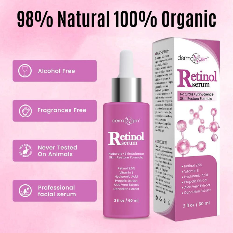 2.5% Retinol Serum for Face - Anti Aging Treatment with Hyaluronic Acid & Vitamin E - Nighttime Retinol Serum for Face - Hydrating Formula for Fine Lines & Wrinkles - 2 Fl oz 1.7 Ounce (Pack of 1)