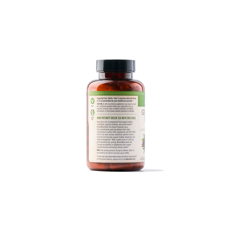[Australia] - NatureWise Green Tea Extract Capsules 1000 mg - 50% EGCG & 98% Polyphenols - Extra Strength Antioxidants for Heart Health and Energy - Vegan, Gluten Free, Non-GMO - 60 Capsules[1-Month Supply] 60 Count (Pack of 1) 
