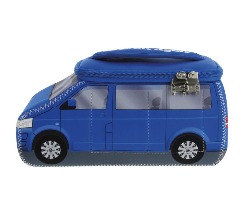 BRISA VW Collection - T5 T6 Bus Camper Toiletry Bag Cosmetic Case | Volkswagen Toiletry Bag Cosmetic Case, Water-Repellent, Hanging Hook, 4 Mesh Pockets for Travel, Neoprene, Blue/Large