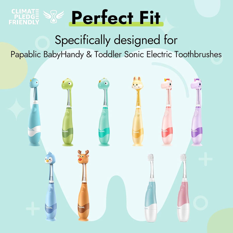 Papablic Replacement Toothbrush Heads - 4 Count | Compatible BabyHandy & Toddler Sonic Electric Toothbrushes (18-36 Months) 1 Count (Pack of 4)