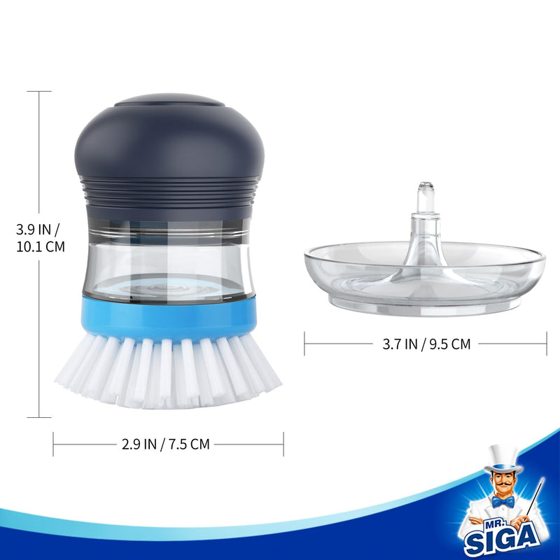 [Australia] - MR.SIGA Soap Dispensing Palm Brush Storage Set, Kitchen Brush with Holder for Pot Pan Sink Cleaning, 1 Set Navy 